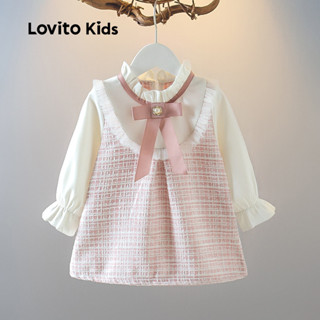 Lovito Kids Vestido Casual com Laço para Menina primavera/verão LNL123140 em Oferta na Shopee