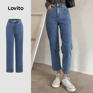 Lovito Jeans Casuais com Bolso Jeans de Lazer para Todas As Estações Azul para Mulheres L158AD152 em Oferta na Shopee