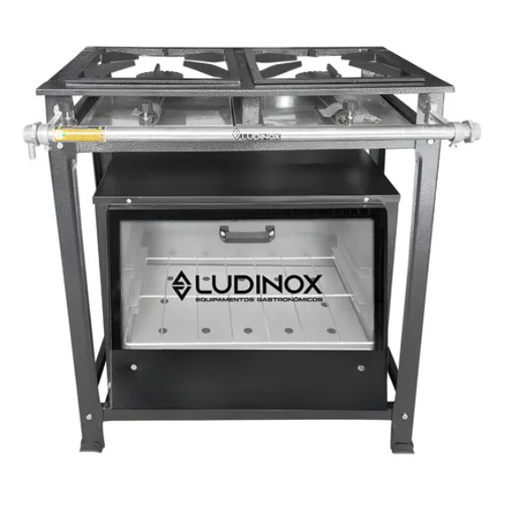 Fogão 2 bocas Alta Pressão Com Forno De 60 Litros Industrial Vidro =SUPER REFORÇADO -OFERTA