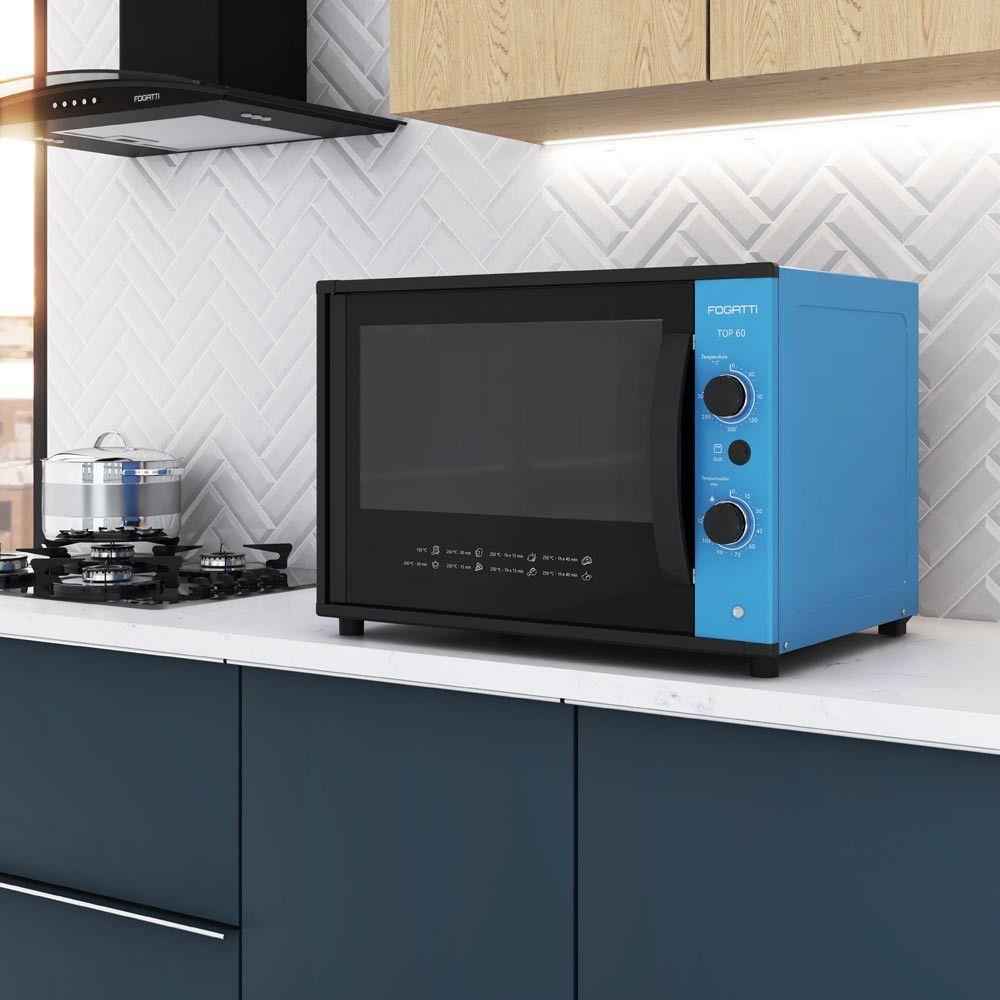 Forno Fogatti Elétrico Bancada Top 60 Litros Azul 220V em Oferta na Shopee