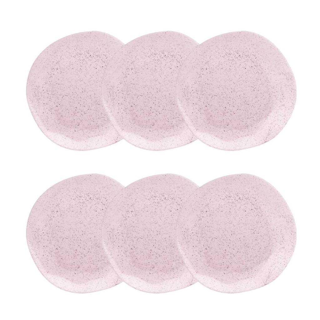 Conjunto de 6 Pratos Fundos 22,5cm Ryo Pink Sand