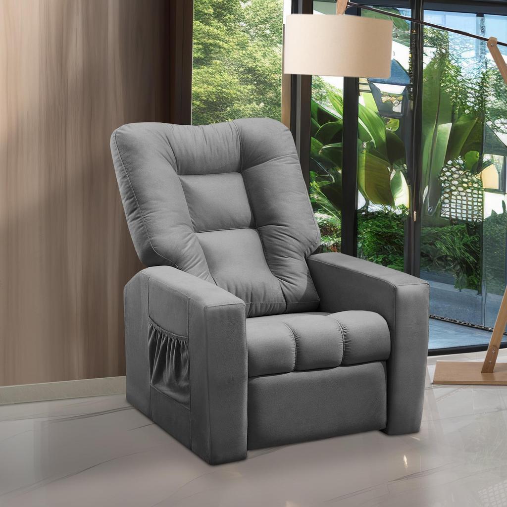 Poltrona do Papai Reclinável Itália Suede Cinza Adonai Estofados em Oferta na Shopee