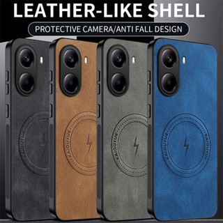 Para Xiaomi Poco X7 Pro 5G Capa Traseira Com Sensação De Pele À Prova De Choque Magnética De Couro PU em Oferta na Shopee