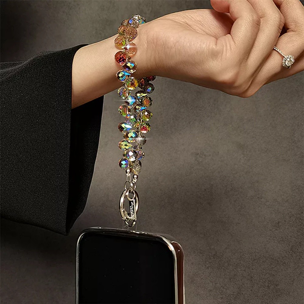 Cordão De Celular Pulseira Ajustável Com Contas À Mão Pingente Anti-Perda Sparkle Bracelet Multifuncional Decorada SL009