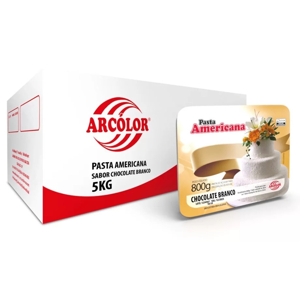 Pasta Americana para Bolo Chocolate Branco 5Kg Arcolor