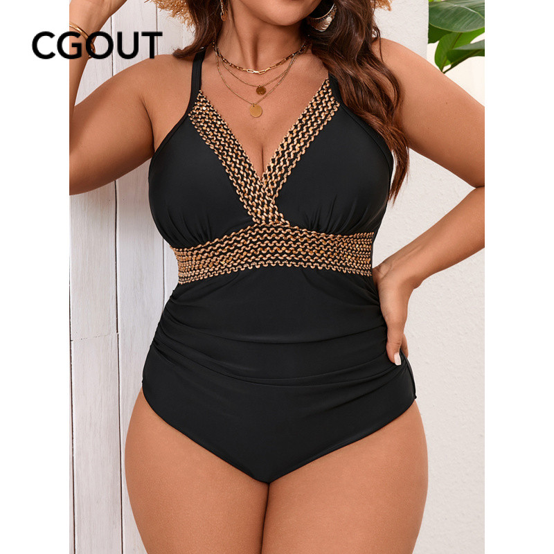 Plus Size cor sólida maiô de uma peça senhoras Halter Sexy praia biquíni feminino