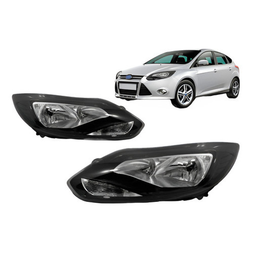 Par Farol Focus 2014 A 2016 Mascara Negra Eletrico C/ Motor