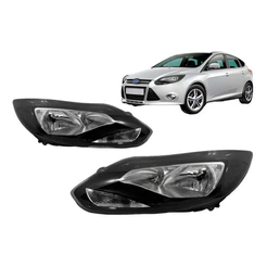 Par Farol Focus 2014 A 2016 Mascara Negra Eletrico C/ Motor