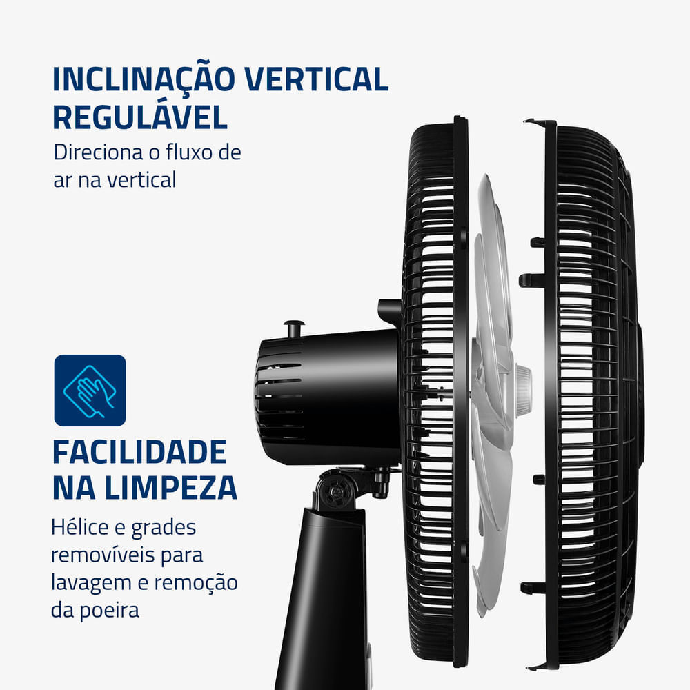 Detalhes do Ventilador de Mesa Mondial Turbo 8 Pás NVT-40-8P-B - 40cm 127V