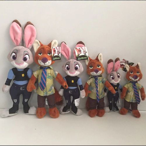 Brinquedos De Pelúcia Zootopia Boneca 33cm Judy Hopps Coelho Nick Wilde Fox Macios