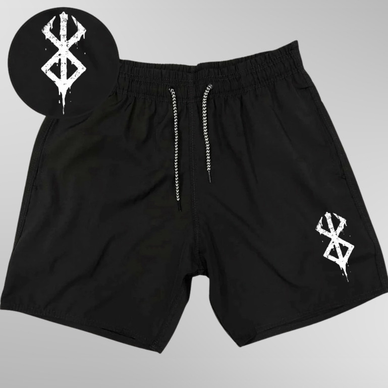 Bermuda Esportiva de Elastano Masculina - BERSERK 01 - Academia Corrida Skate Basquete Otaku