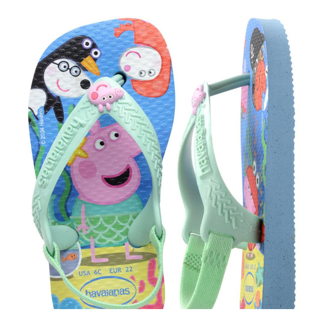 Chinelo Havaianas Bebê Com Elástico Peppa Pig Azul Leve Confortável