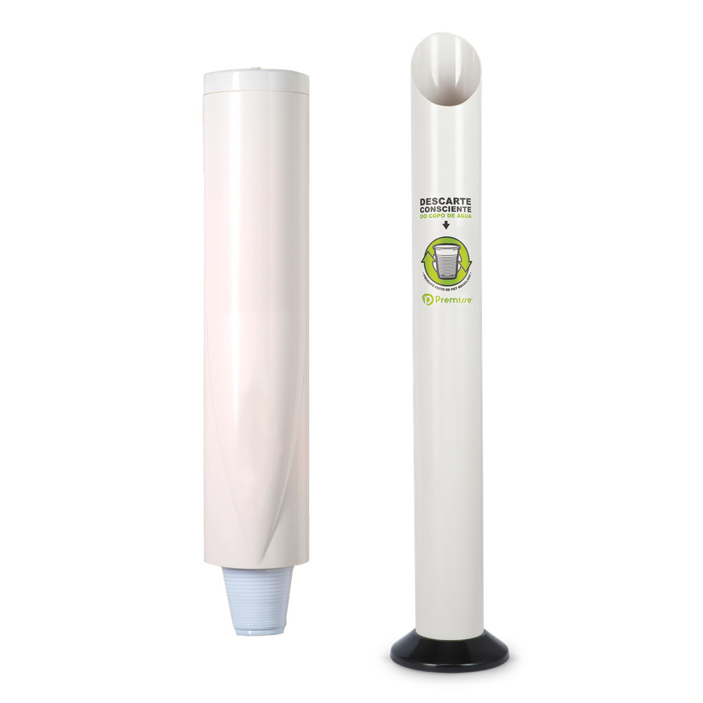 Kit Suporte Porta Copo Descartável Água 180 ml + Lixeira Clean Executiva