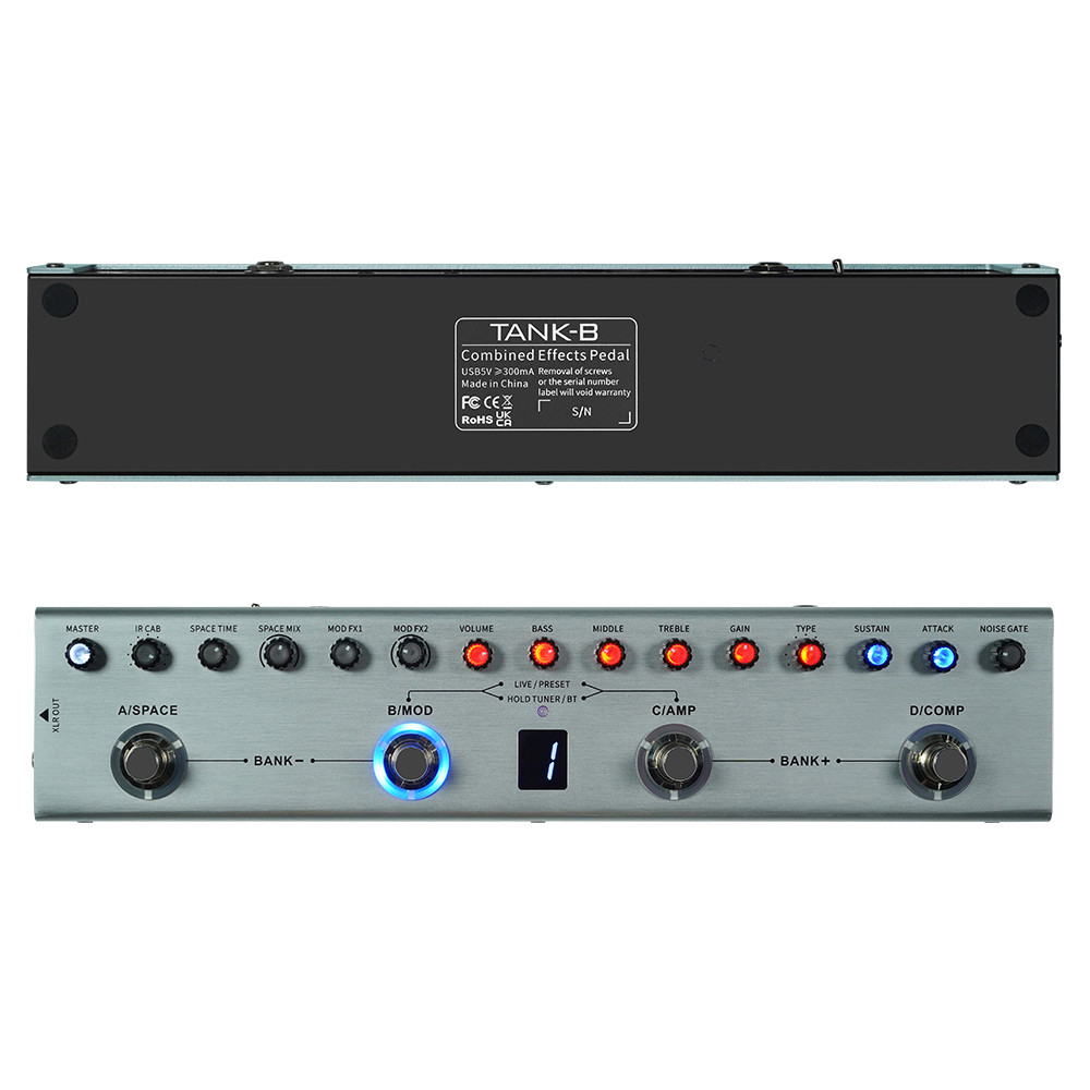 Pedal de baixo multiefeito Tank-B Recarregável 36 predefinições 9 slots de pré-amplificador 8 slots 3 efeitos em Oferta na Shopee