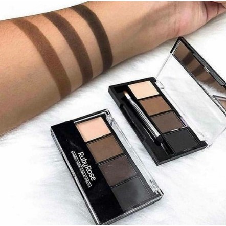 Ruby Rose HB-F572 Paleta de Sobrancelha Compacta, Ideal para Revenda Sombra para Sobrancelha 4 Cores e Aplicador Incluso