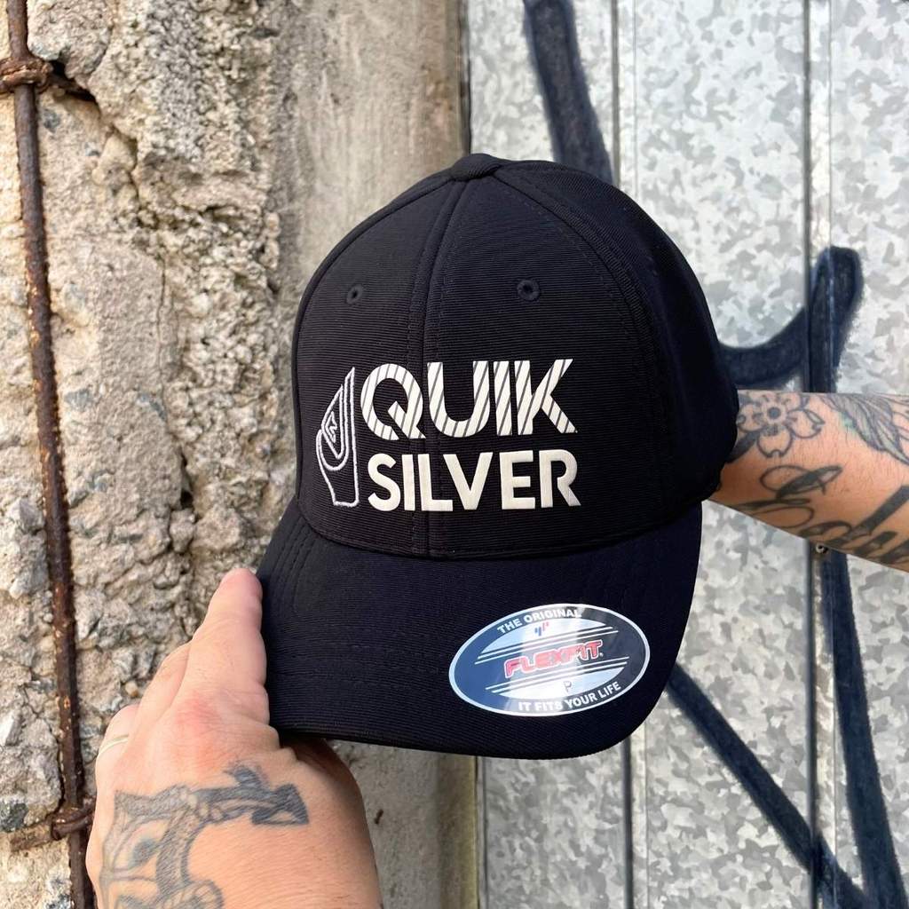 Boné Quiksilver Flexfit Silver Transfer Emb Black Juvenil P