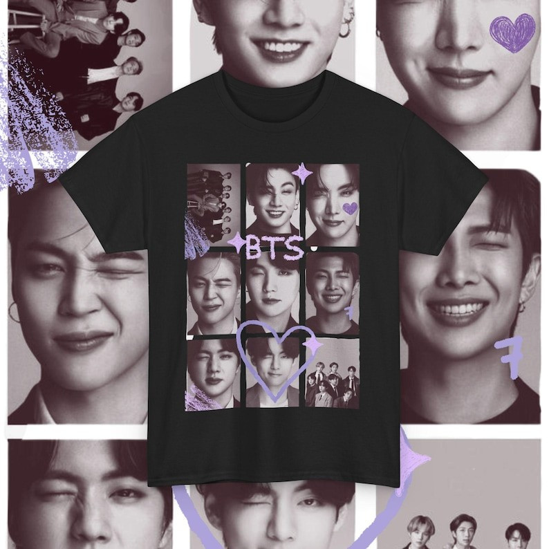 [Camiseta Premium em Algodão Puro]SISI Camiseta Masculina e Feminina BTS Wink Collage Unisex Algodão Premium Streetwear