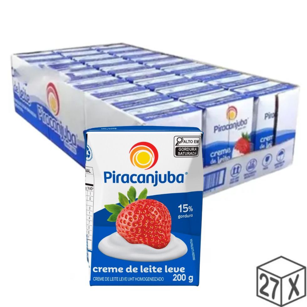 Kit 27 Creme De Leite Piracanjuba 200g 15% Gordura UHT em Oferta na Shopee