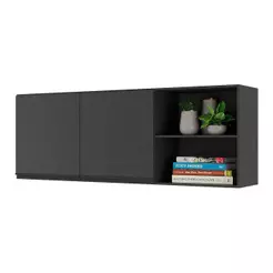 Armário De Cozinha Aéreo 150 Cm 2 Portas Preto