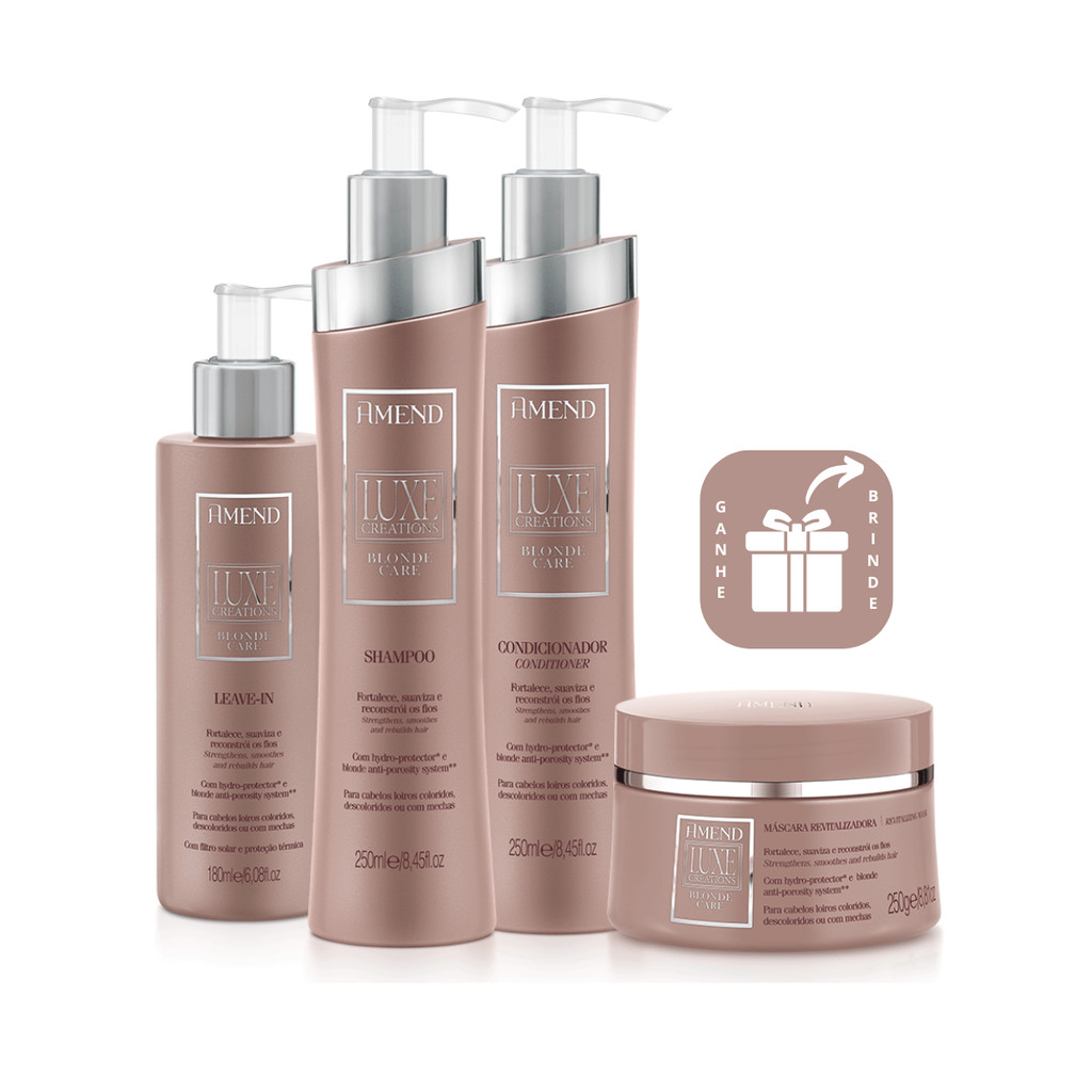 Amend Kit Luxe Creations Blonde Care Shampoo, Condicionador, Máscara e Leave-in