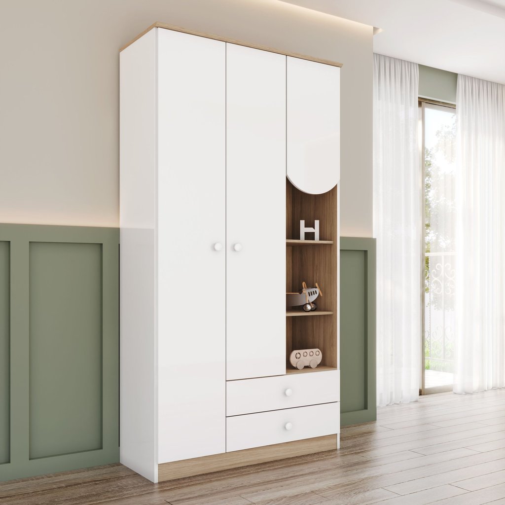 Guarda Roupa Infantil Magia 3 Portas 2 Gavetas com Nichos Decorativos em Oferta na Shopee