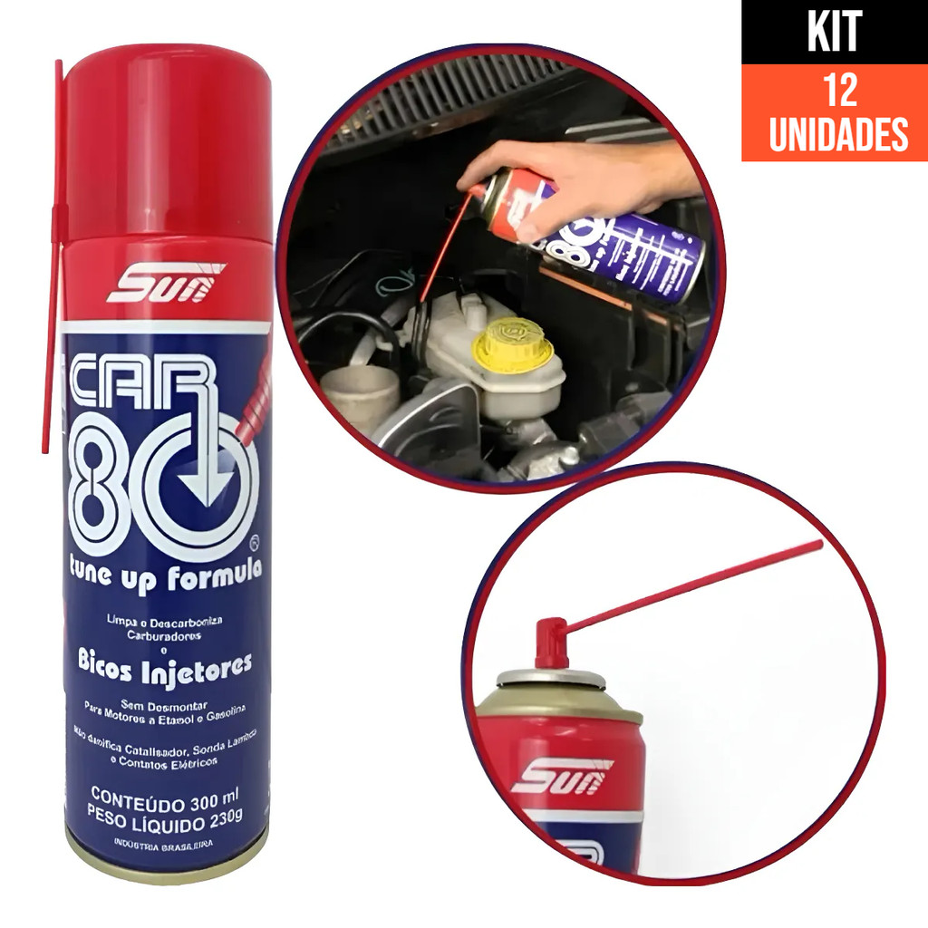 Kit C/12 Descarbonizante Car80 Spray Limpa Bico Carburadores 300ML