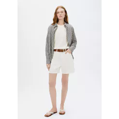 Shorts Básico Feminino Mom Cintura Alta Em Sarja