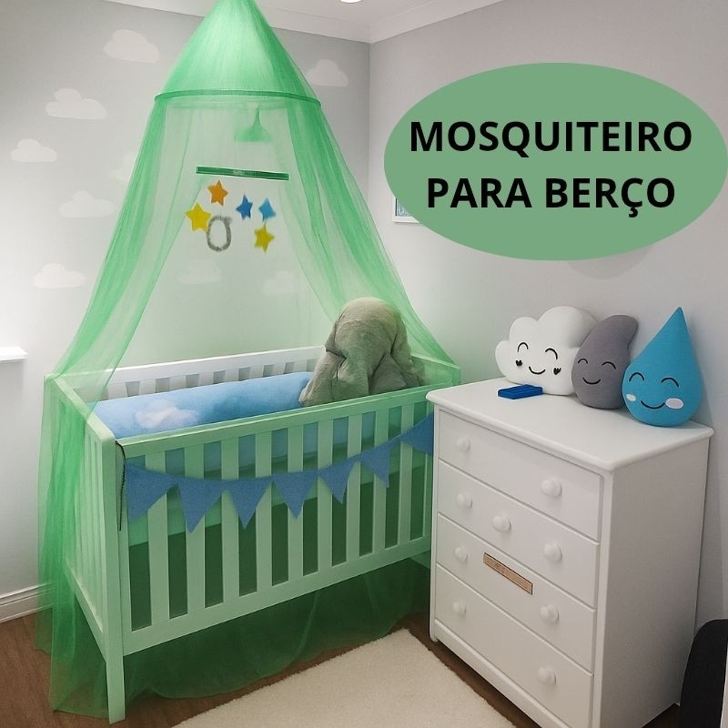 Mosquiteiro de Teto para Berço Renda Micro Furos Proteção para seu Bebê (mosquiteiro de berço)