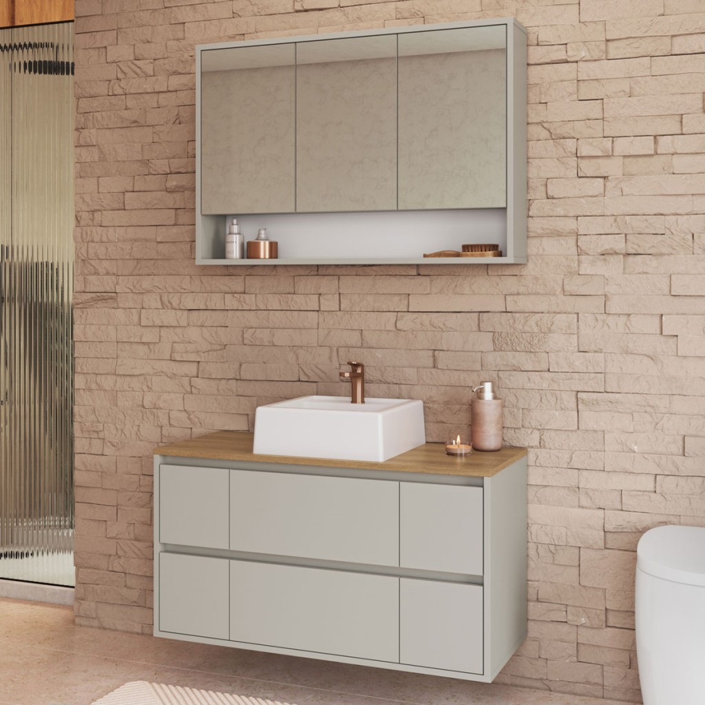 Armário de Banheiro Berlim 5 Portas 4 Gavetas Com Cuba e Espelho - Art In Móveis em Oferta na Shopee