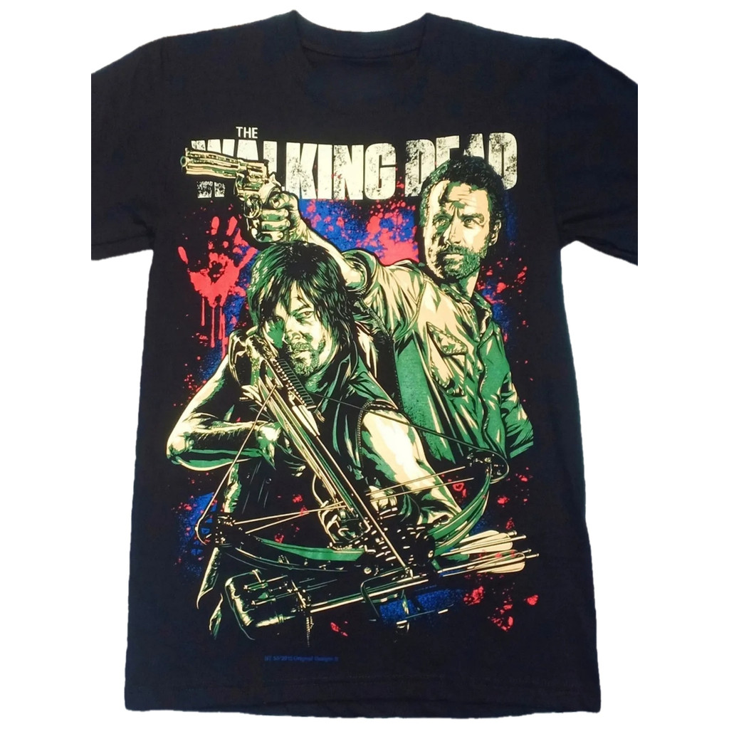 Camiseta Unissex The Walking Dead Daryl Rick Grimes Besteira Arco Arma Estampada Confortavel Autentica Estilosa Fãs