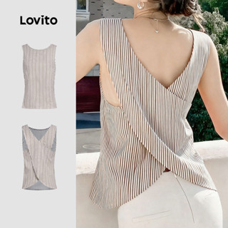Lovito Blusa Casual Sem Mangas Nas Costas para Primavera/verão Top Marrom para mulheres L157ED433 em Oferta na Shopee