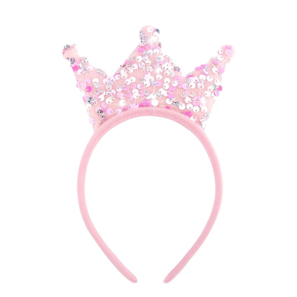 Tiara de Lantejoulas SuPoo para Meninas, Tiara de Coroa de Princesa Rosa Brilhante, Faixas de Cabelo com Glitter para Fe