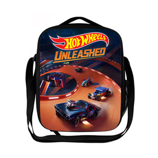 Hotwheels anime Lancheira térmica infantil 3D menino menina estudante alça de ombro portátil zíper saco de piquenique em Oferta na Shopee