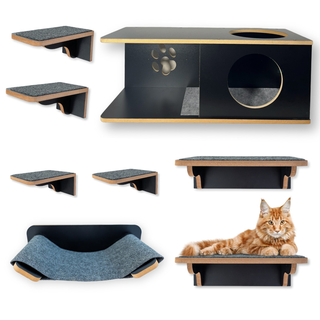Playground Para Gatos 8pçs MDF 15mm Laminado REFORÇADO Parque Para Gatos Com Rede, Nicho G e Degraus em Oferta na Shopee