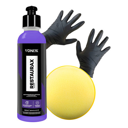 Kit Restaurax 240ml Renova Plástico Vonixx Aplicador - Revitalizador Externo Parachoque Borrachao