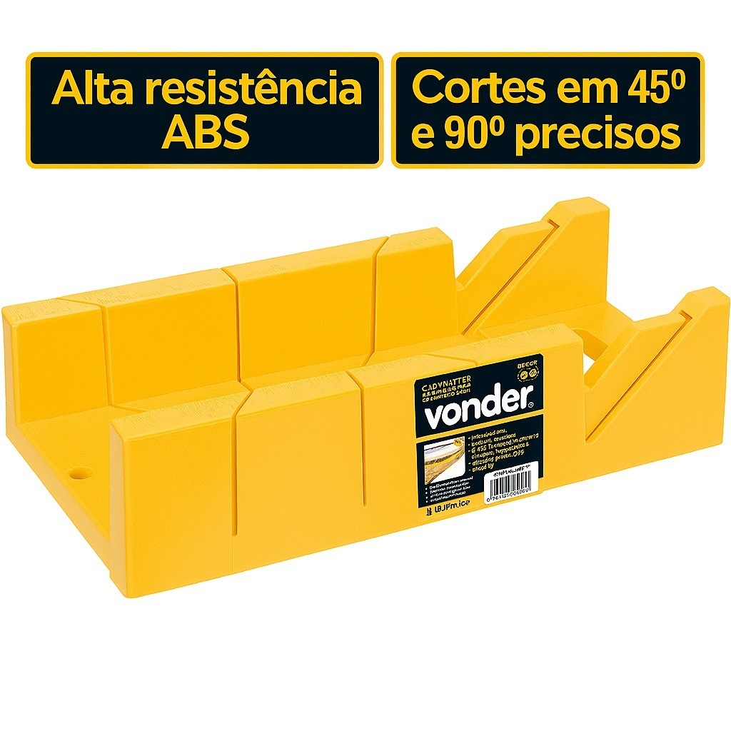 Caixa Meia Esquadria 30x14 cm Gabarito Serra Serrote Corta em Ângulos 45°/90° Madeira Gesso - VONDER