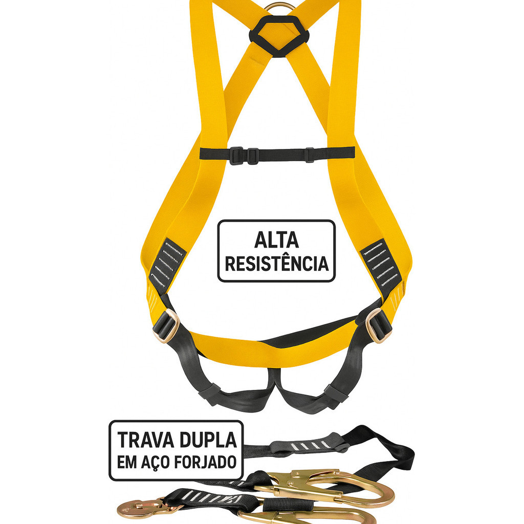Cinto de Segurança + Talabarte Kit Cinturão Paraquedista Trabalho Em Altura Antichama Y - VONDER