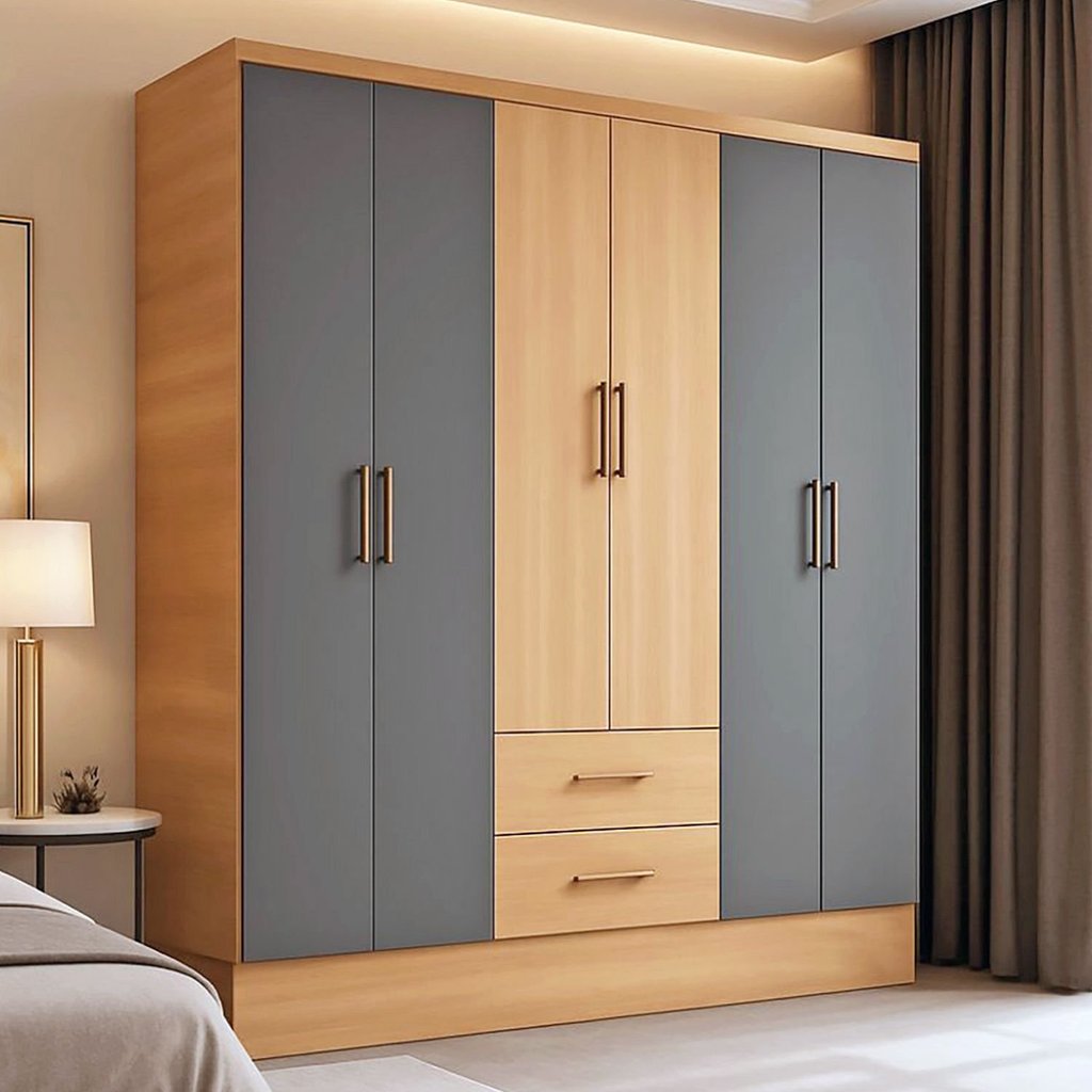 Guarda Roupa Casal 6 Portas 2 Gavetas 8 Prateleiras 1 Cabideiro California Freijó/Grafite em Oferta na Shopee