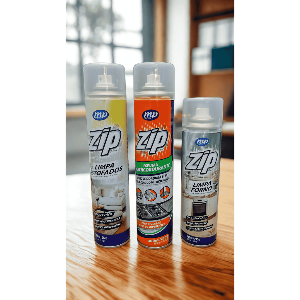 Kit 3 Zip Clean My Place 300ml – Limpa Estofado + Desengordurante + Limpa Forno – Remove Manchas e Gordura Pesada em Oferta na Shopee