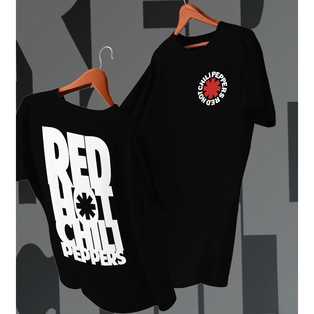 [Camiseta Premium em Algodão Puro]GXG Camiseta Basica Algodao Red Hot Chilli Peppers Logo Banda Rock Californiana Tee Un