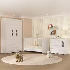 Quarto de Bebê Completo Liz Multimóveis MP4551 com Berço 3 em 1 para Colchão 130x60cm