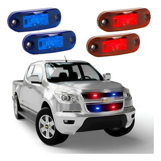 4 Sinaleira Lanterna 12v24v Led Azul Vermelha Carro Moto Fio Positivo E Negativo 2 Azul 2 Vermelha 2 Azul 2 Vermelha
