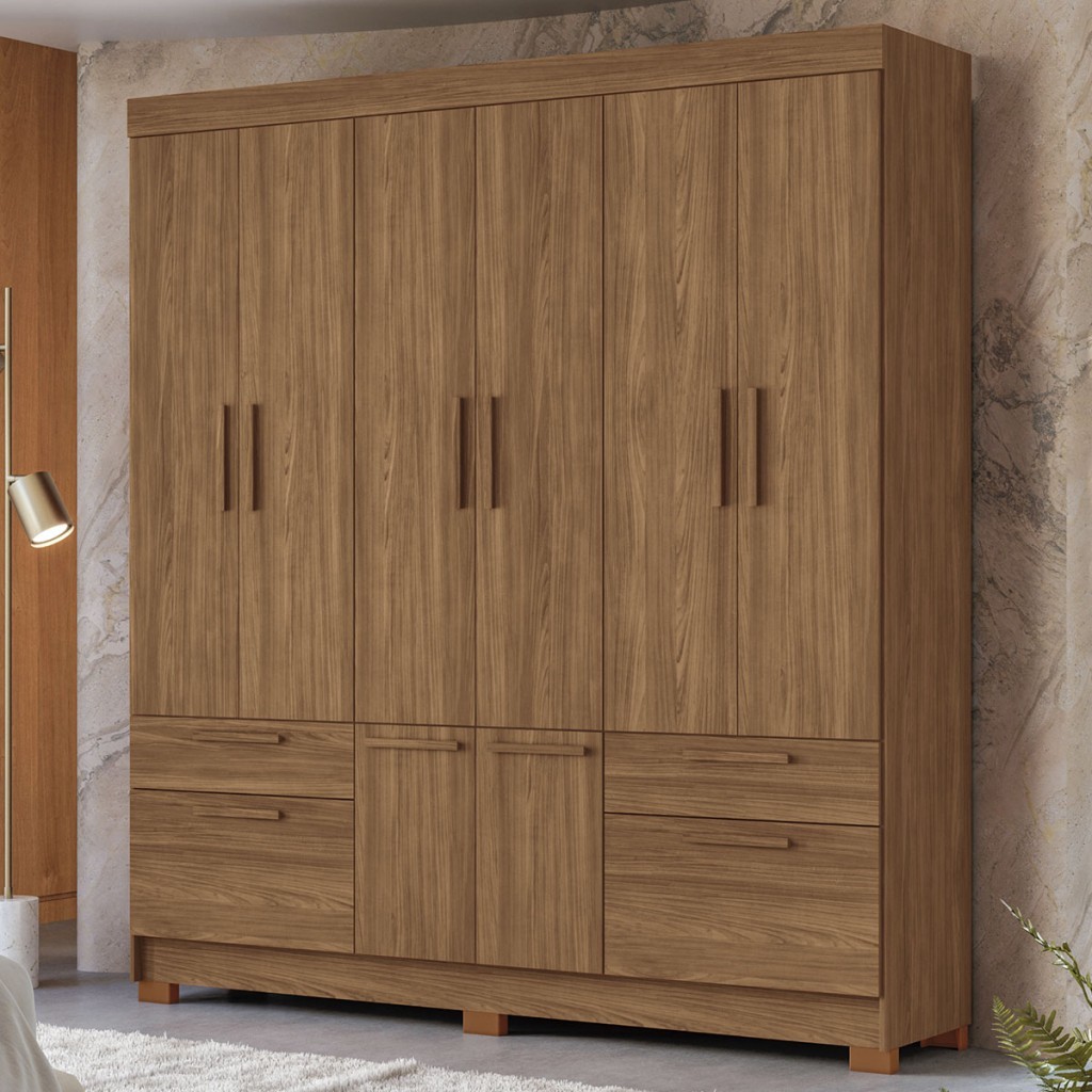 Guarda-Roupa Casal Leoni 8 Portas 4 Gavetas - Pnr Móveis em Oferta na Shopee