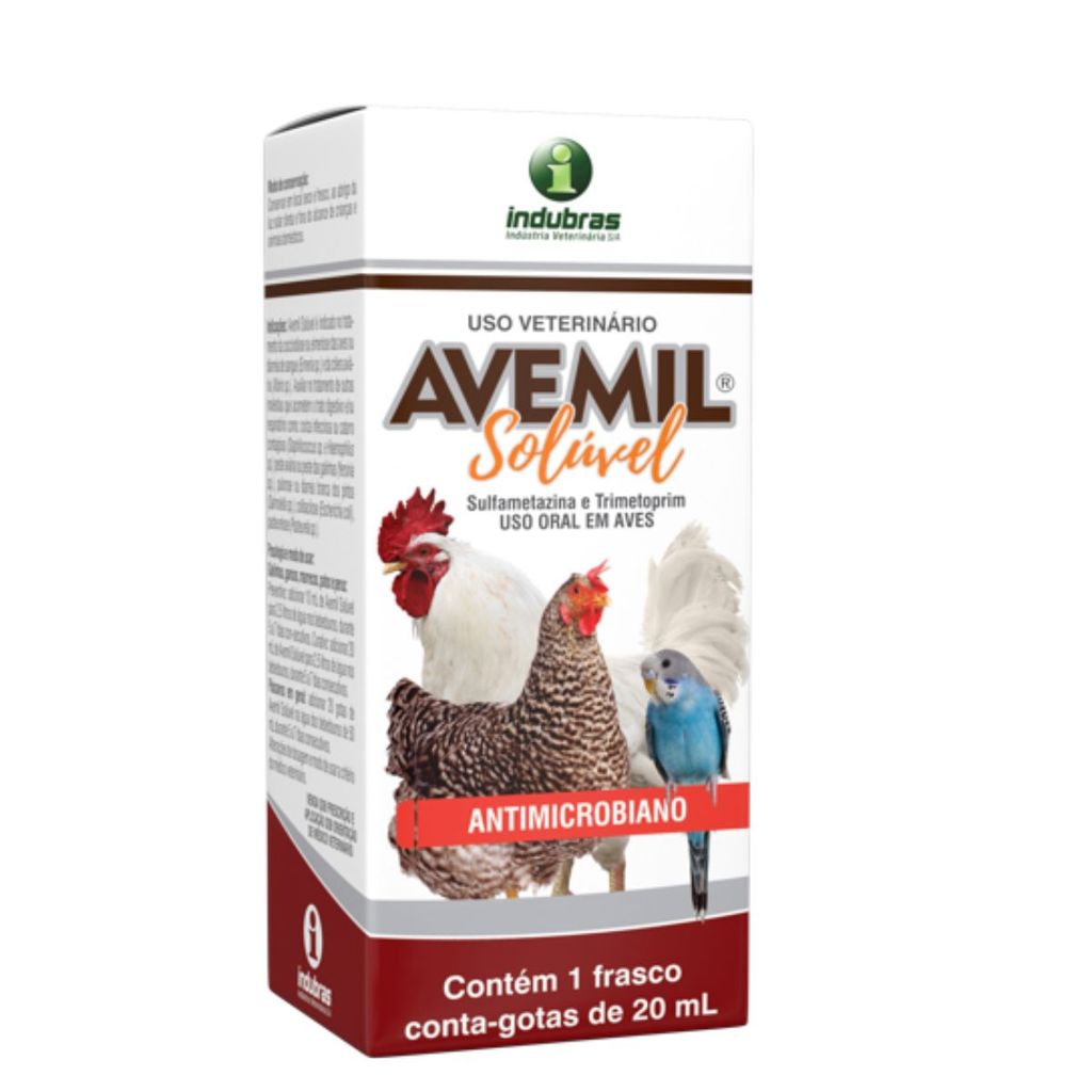 Avemil Tratamento Antibacteriano Solúvel Para Aves 20ml