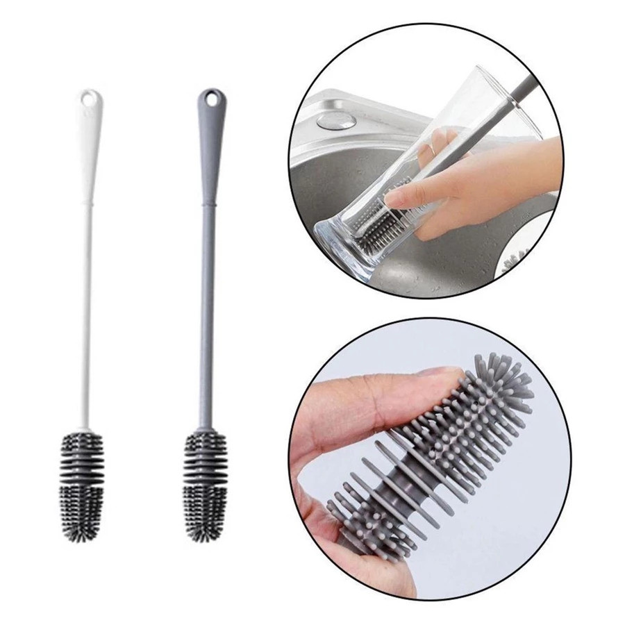 Escova Multiuso Silicone De Lavagem de Copos e Garrafas de Leite em Silicone com Cabo Longo em Oferta na Shopee