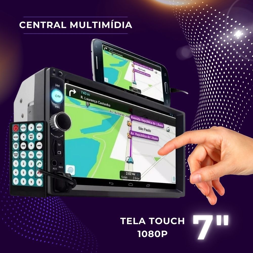 Central Multimidia Touchscreen + Moldura Fiat Novo Palio + Câmera de Ré Android USB knup
