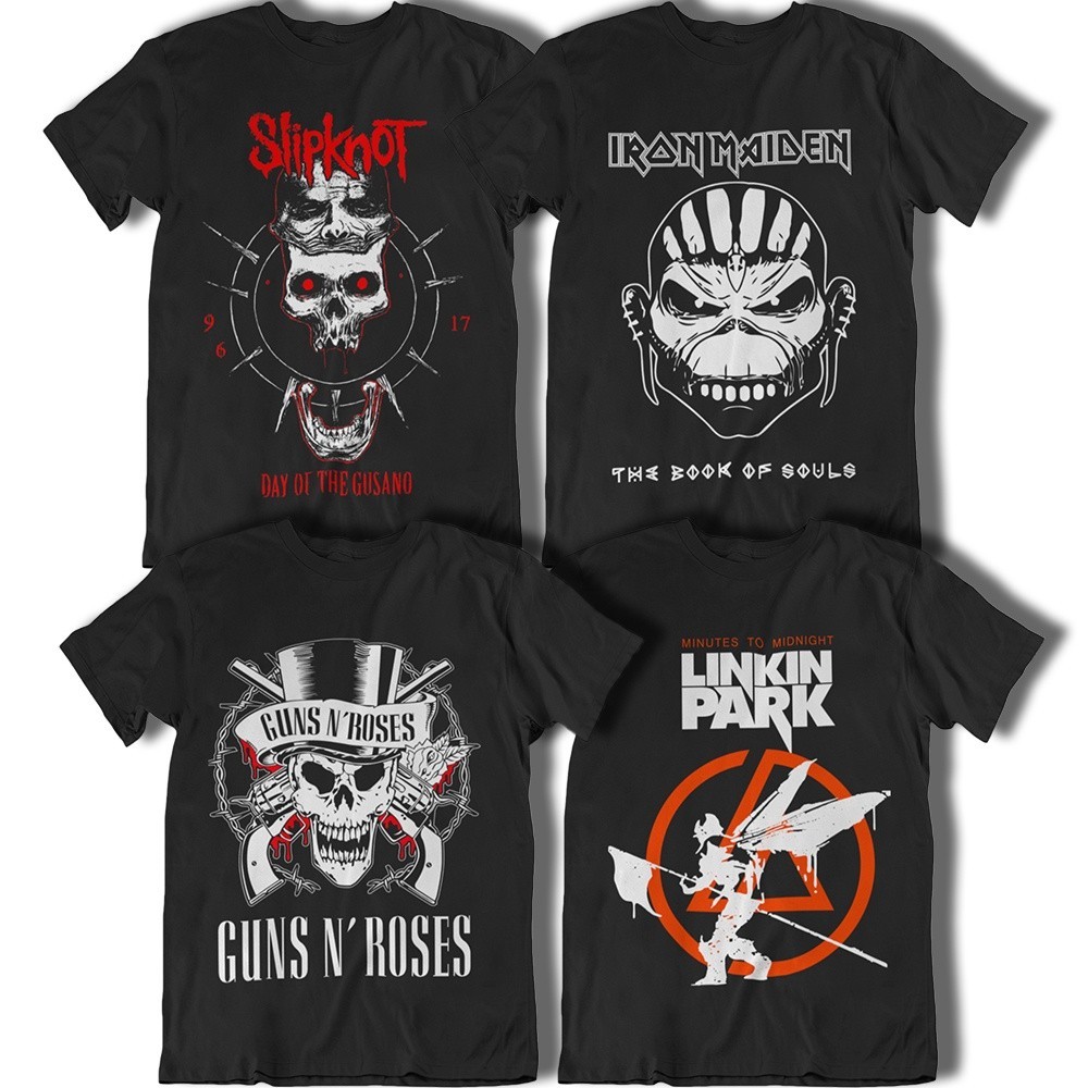 Blusa Camiseta Slipknot, Iron Maiden Guns N' Roses Linkin Park Banda De Rock N Roll 100% Algodão - Envio Rapido Premium