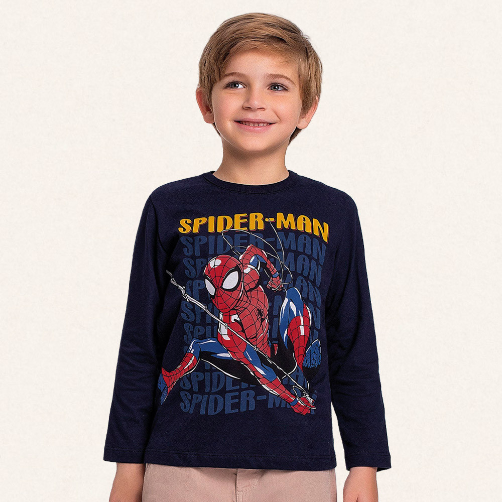 Camiseta manga longa em meia malha Spider-man