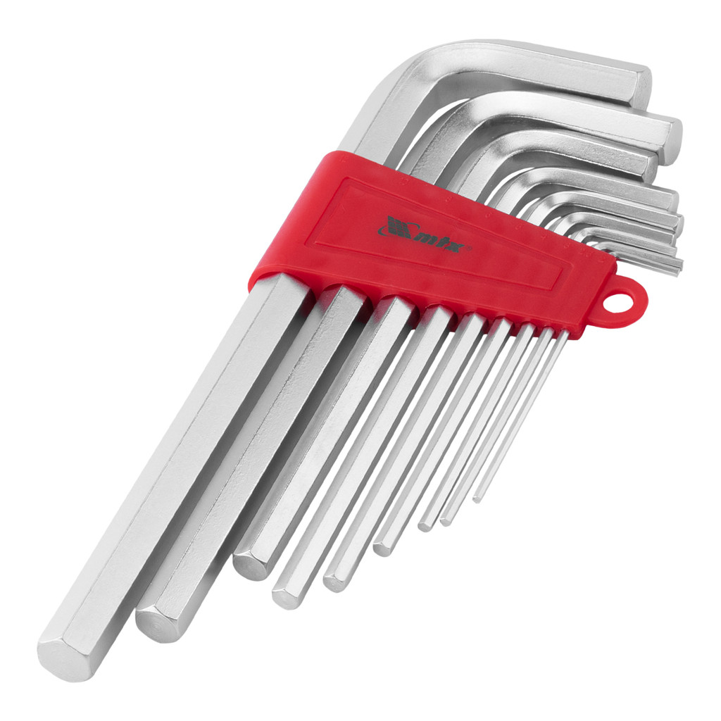 JOGO DE CHAVE ALLEN LONGA, ACABAMENTO ACETINADO, CROMO VANADIO, 2-12MM, 9PCS // MTX em Oferta na Shopee