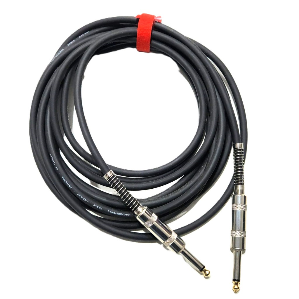 CABO P10 MONO 5 METROS BLINDADO TRANÇADO PLUG DE METAL COM MOLA VIOLÃO GUITARRA BAIXO TECLADO AUDIO